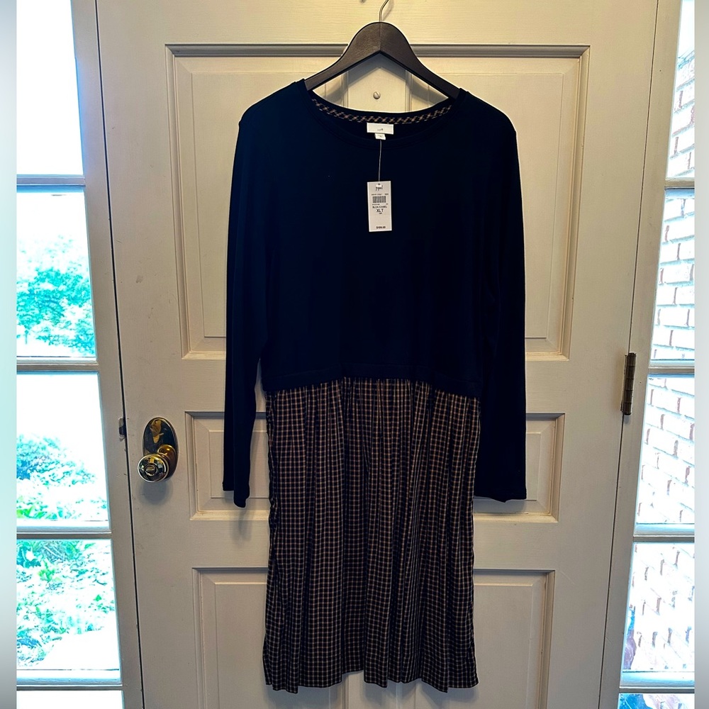 J.Jill Mixed Media Plaid Dress